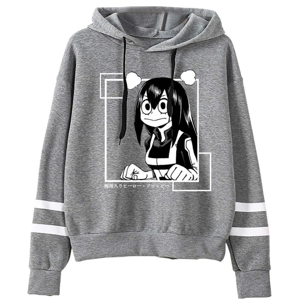 2021 Anime My Hero Academia Cosplay Vestes Kawaii Hommes Sweats à capuche Anime Manga Asui Tsuyu Tops Vêtements Y0803