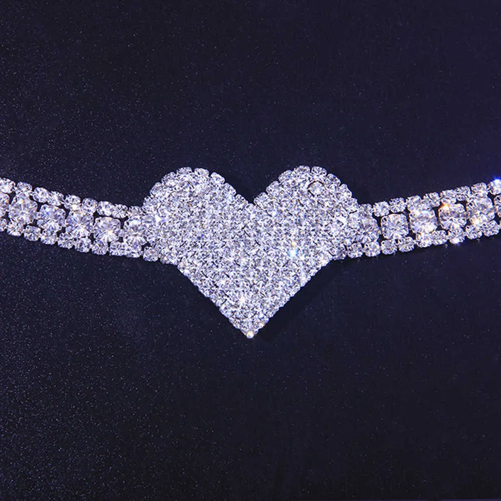 2021 luxe strass coeur taille ceinture danse corps bijoux pour femmes cristal Sexy Bikini ventre chaîne ceinture