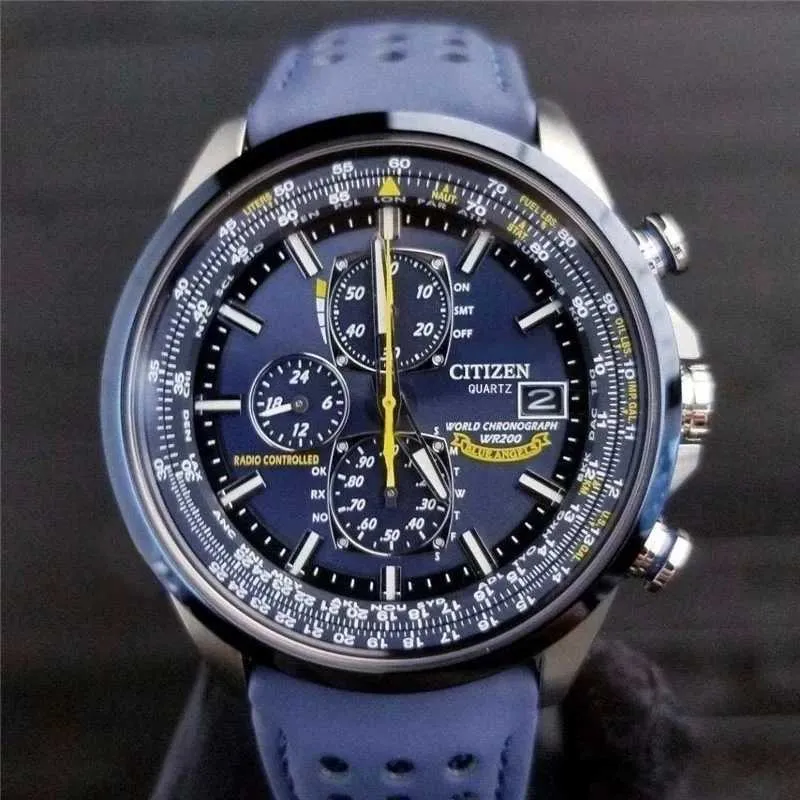 Luxury Wateproof Quartz Watches Business Casual Steel Band Watch Men's Blue Angels World Chronograph WristWatch 220113316S