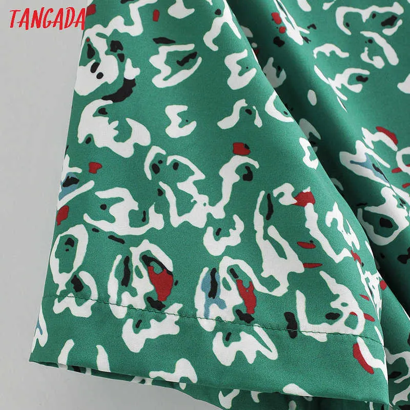 Tangada Frauen sommer blatt drucken langen overall mit slash kurzarm weibliche beiläufige Overall tasche 2F07 210609
