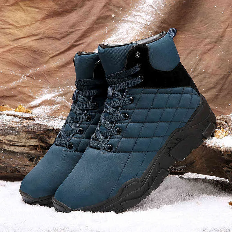 Automne et hiver Martin bottes hommes antidérapants à lacets chaussures pour hommes en peluche chaud mode décontracté neige caoutchouc mâle 211101