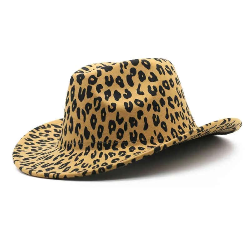 Vaca leopardo-impressão fedora cowboy padrão chapéu verão 2021 hip-hop retrô solcreen ocidental vaca