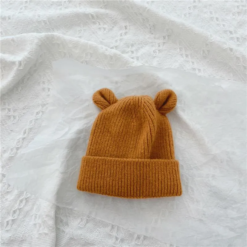 Winter Beanie Hüte Für Niedlichen Bären Mit Ohren Gestrickte Motorhaube Jungen Hut Weiche Warme Kinder Kappe Baby Zubehör Neue