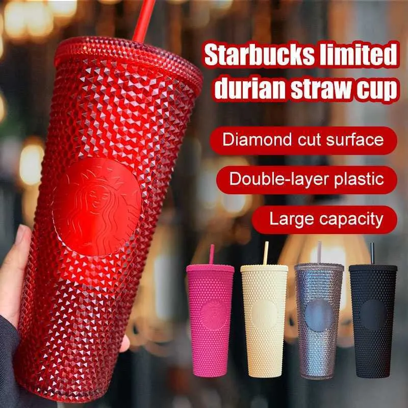 Sınırlı Starbucks Tumbler Saman Fincan Tanrıça Elmas Çivili Kupası Soğuk DUVARSU Şişe Kupalar Saman Kupası Gül Kırmızı Ins