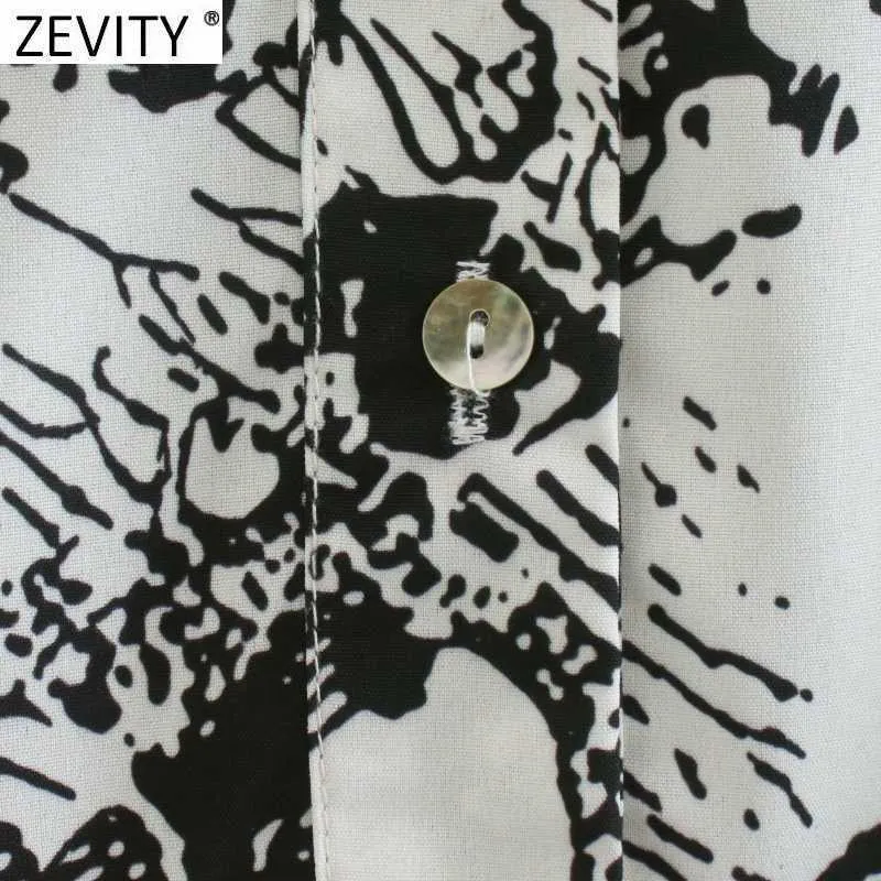 Zeefity vrouwen vintage v-hals inkt schilderij vlinder afdrukken casual shirt jurk vrouwelijke chique plooi ruches vestido DS4751 210603