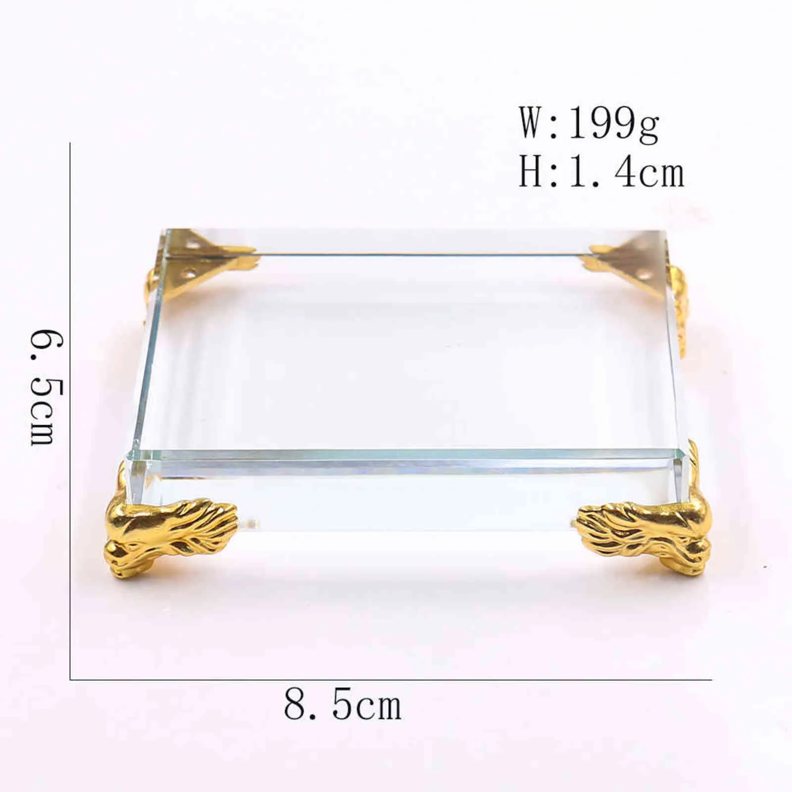 Rectangle Crystal Glass Cube Base Decorations Craft Feng Shui Home Decoration Accessories Modern Display Stand Holder Gifts 211101