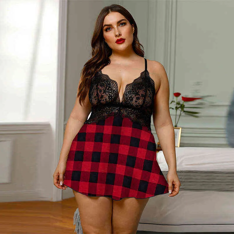 NXY cockring set sexy Plus Size Donna Lingerie sexy Abito Babydoll Prospettiva Pizzo Backless Senza maniche Indumenti da notte Tuta Abiti erotici il sesso 1127 1123