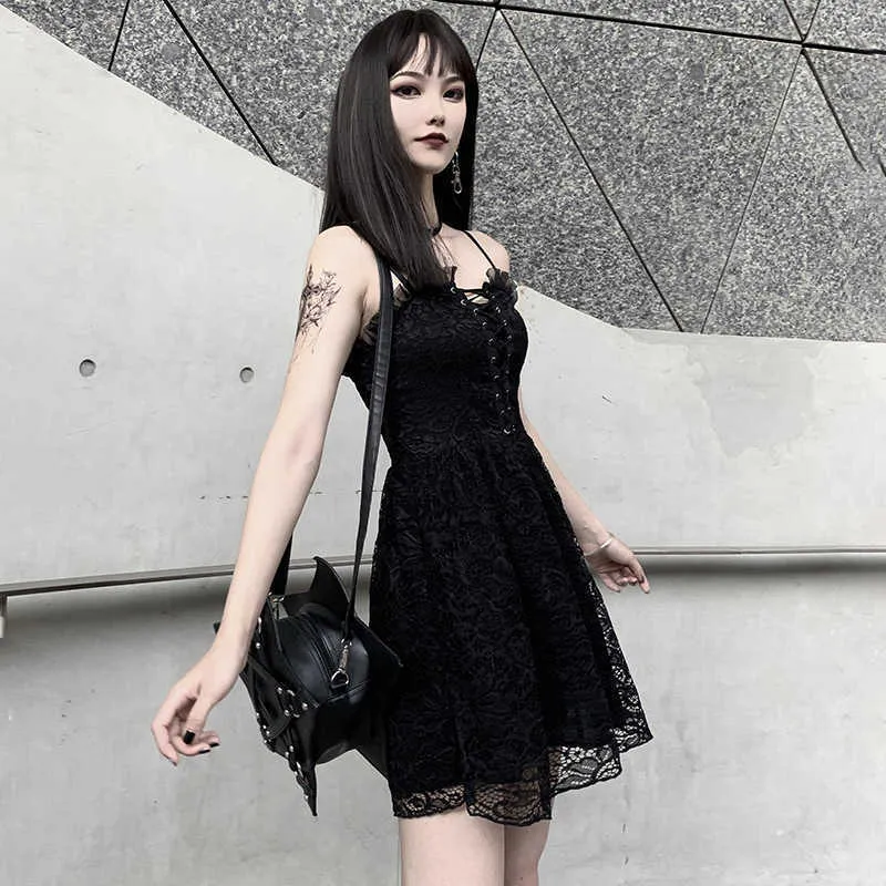 Traf été Sexy robe femmes Y2k gothique vêtements Vintage Harajuku filles robes de soirée Punk Vestidos Toppies 92157 210712