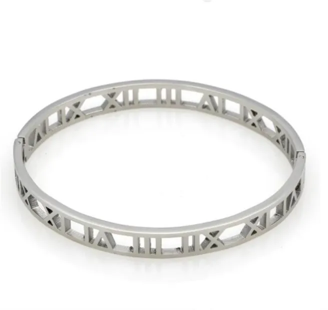 Mode-sieraden Zilver Roestvrij Stalen Beugel Romeinse Armband Sieraden Rose Gouden Armbanden Armbanden Voor Vrouwen Mode Liefde Bracelet288f