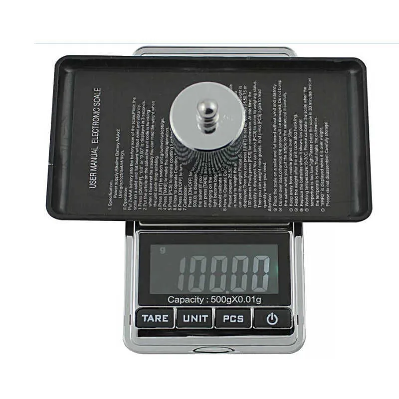500G / 0.01G Escala Eletrônica Precisão Portátil LCD LCD Digital Jóias Escalas de Peso Balanço Cozinha Gram Escala 210927