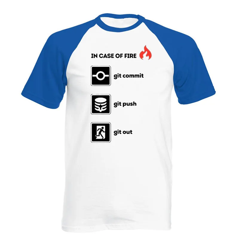 Sommer Neue 100% Baumwolle Top Qualität Lustige O Neck Programmierer Shirt-In Fall von Feuer Git Commit Push Out Grafik T Shirts EU Größe 210409