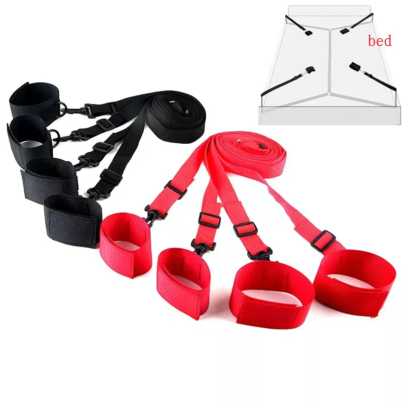 Cama Bundle Restraint Fetiche Erótico BDSM Adulto Mobília de Jogo Bondage Algemas Casal Cosplay Escravo Produto Tornozelo Mão 210722272f