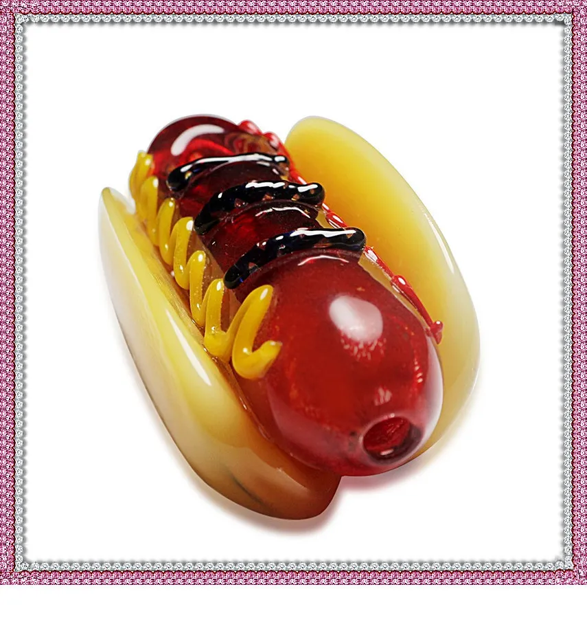 Rauchpfeife aus Glas, Hot-Dog-Gebäck-Stil, kleine Geschenke, handgefertigte Tabakpfeifen für trockene Kräuter-Handpfeifen