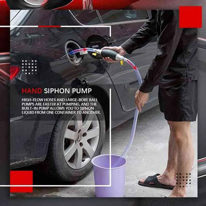 Durable Car Tank Sucker Siphon Hose Manual Hand Suction Pipe Pump for Water Petrol Fuel Gasoline Oil Tuning