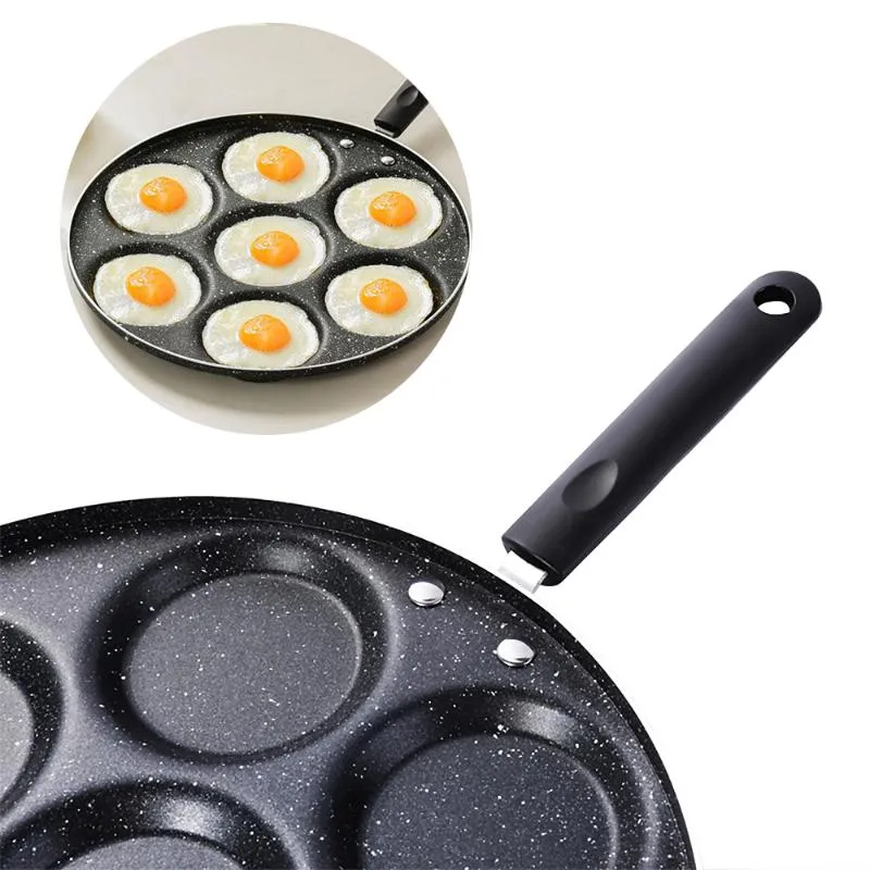 Pannor 7 hål stekkruka slitsträckt värmebeständig äggpannkaka biffpanna matlagning skinka frukost maker kök accessoarer220p