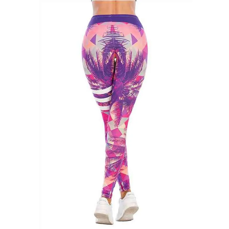 Lila Blatt Sexy Fitness Leggings Frauen Workout Leggins Mujer Elastizität Legging Anti Cellulite Push-Up Weiche Hosen Schlanke Legins 211204