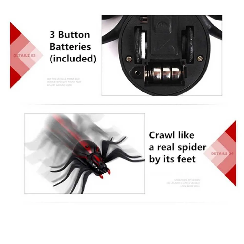 Gerçekçi sahte örümcek korkutucu oyuncak uzaktan kumanda rc örümcek şakası Noel tatili hediye modeli q08232010003