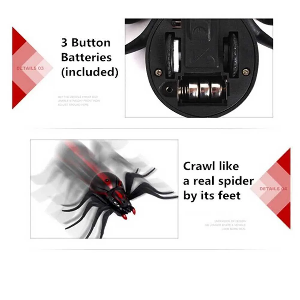 Realistisk falsk spindel Scary Toy Remote Control RC Spider Prank Christmas Holiday Gift Model Q08232010003