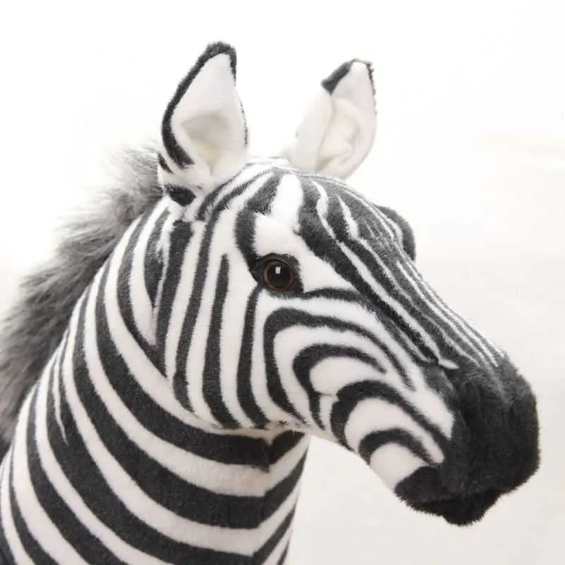 Weiches gefülltes Plüschtierkissen, realistisches Zebra für Kindergeburtstagsgeschenk 210728