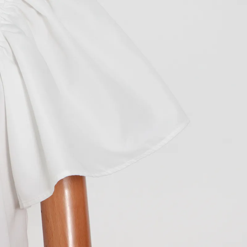 Chemise blanche décontractée pour femmes col carré bouffée à manches courtes patchwork blouses femme mode d'été 210524