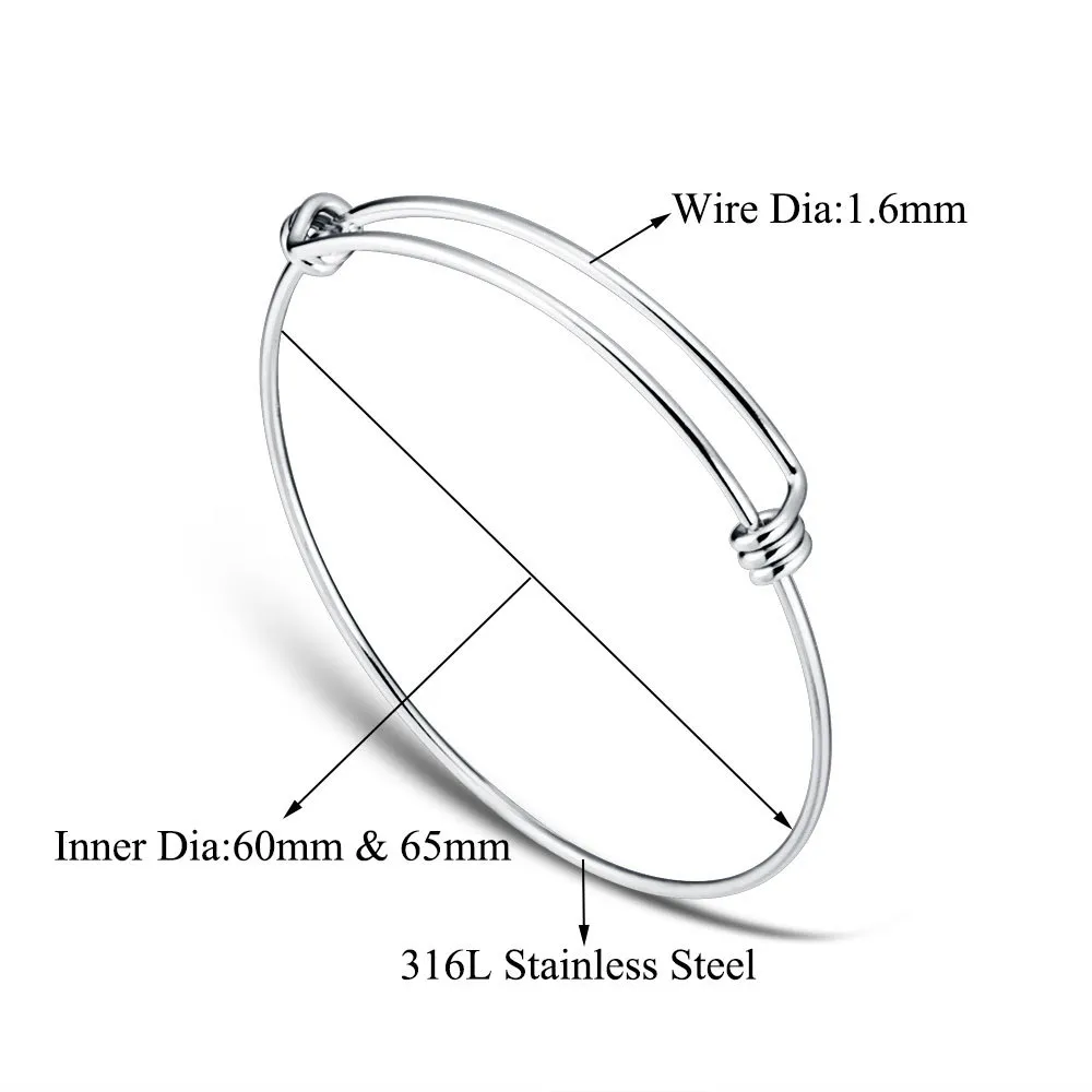 llot 100 stal nierdzewna DIY Bangle 5065 mm Biżuteria Znalezienie rozszerzalnego regulowanego drutu bransoletki Bransoletka Whole5988344