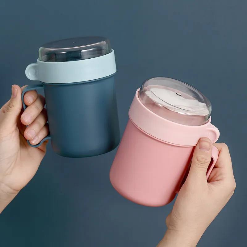 Portable petit déjeuner tasse multifonction flocons d'avoine céréales noix yaourt tasse Snack micro-ondes avec couvercle cuillère boîte à lunch 220311