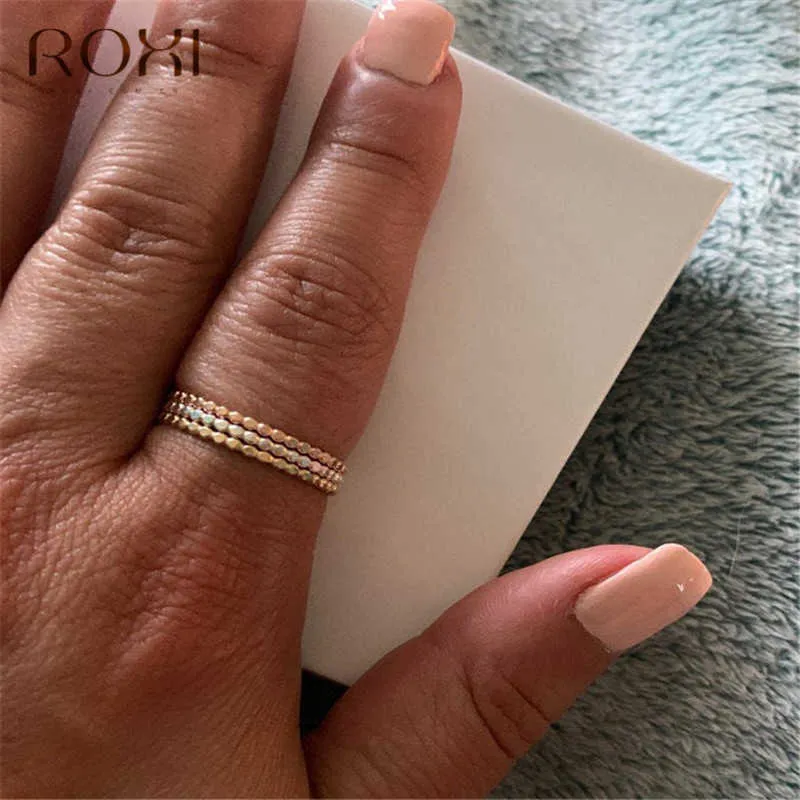 Roxi 925 Sterling Silver Rings for Women Slim Stacking Beaded Rings Wedding Band Eternity Stacking Ring Finger Jewelry Girl Gift Q3342127