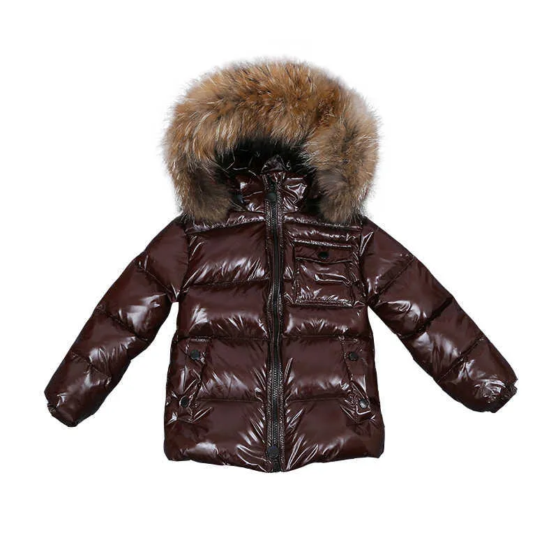 Kinder Winter Daunenjacke für Mädchen Big Echtpelz Jungen Kleidung Kinder Kleidung Baby Verdicken Warme Schneeanzug Kleinkind Mantel mit Kapuze 211025