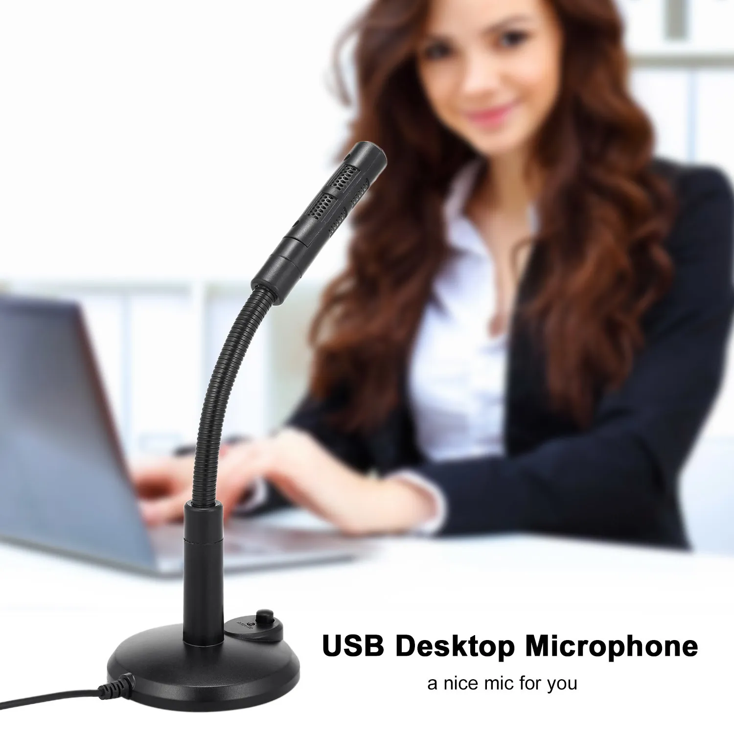 360° Adjustable USB Desktop Microphone Plug & Play Omnidirectional PC Laptop Computer Mic Conference Call Voice Recording