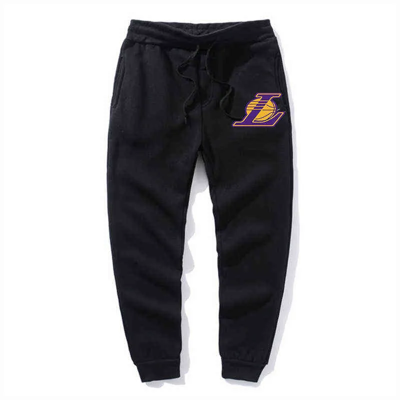 2021 Outono Inverno Moda Masculina Calças Esportivas Lakers Imprimir Calças Esportivas Masculinas Sportswear Pants H1213