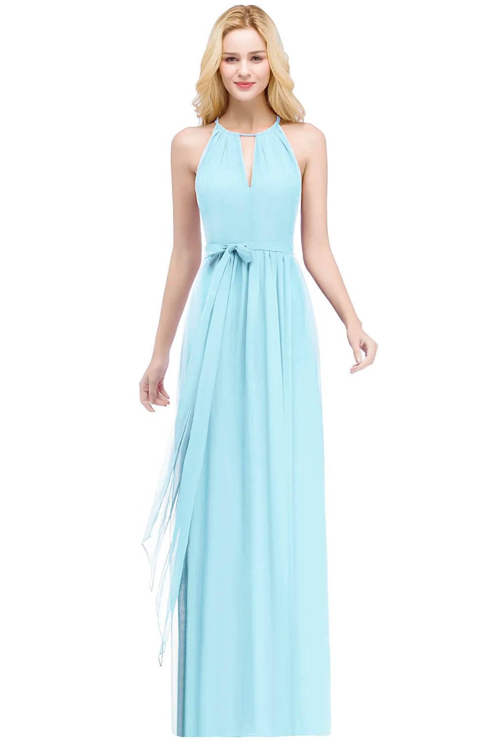 Estoque elegante vestidos de noite halter borgonha azul marinho azul longo uma linha chiffon eventin vestido formal vestido de festa cps868