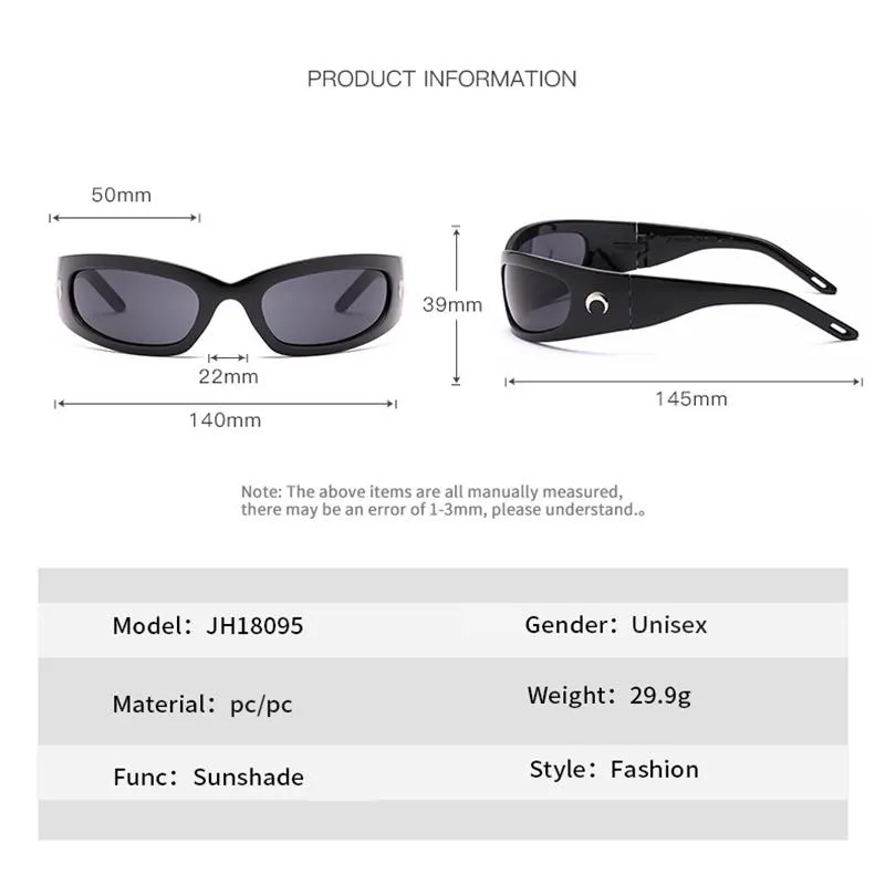 Sunglasses Moon Rectangular Women Men Vintage Outdoor Cycling Sports Hip Hop Punk Sun Glasses UV400 Trend242Y