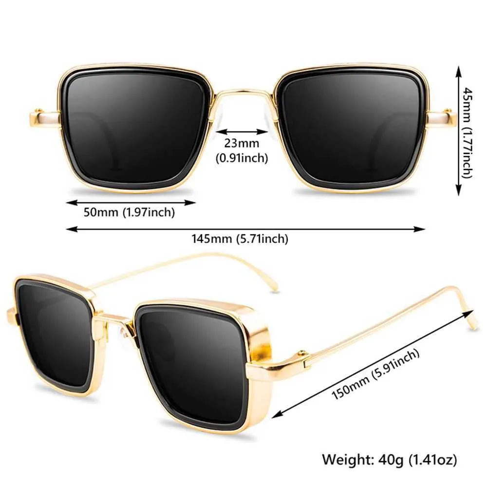 2021 Новые винтажные металлические солнцезащитные очки в стиле стимпанк Мужские женщины ретро -квадрат Men039s Солнце