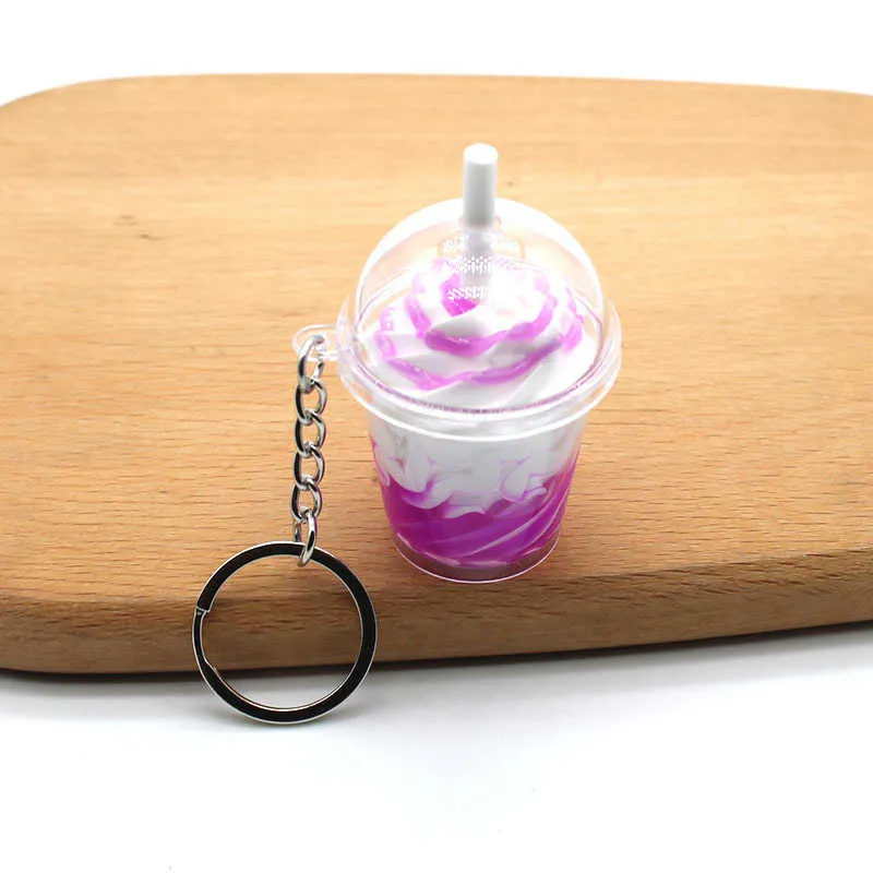 Porte-clés de simulation de crème glacée en Six couleurs, pendentif mini tourbillon de blé, tasse sundae, bijoux de couple, ornements de sac de voiture, 6 pièces, G1019