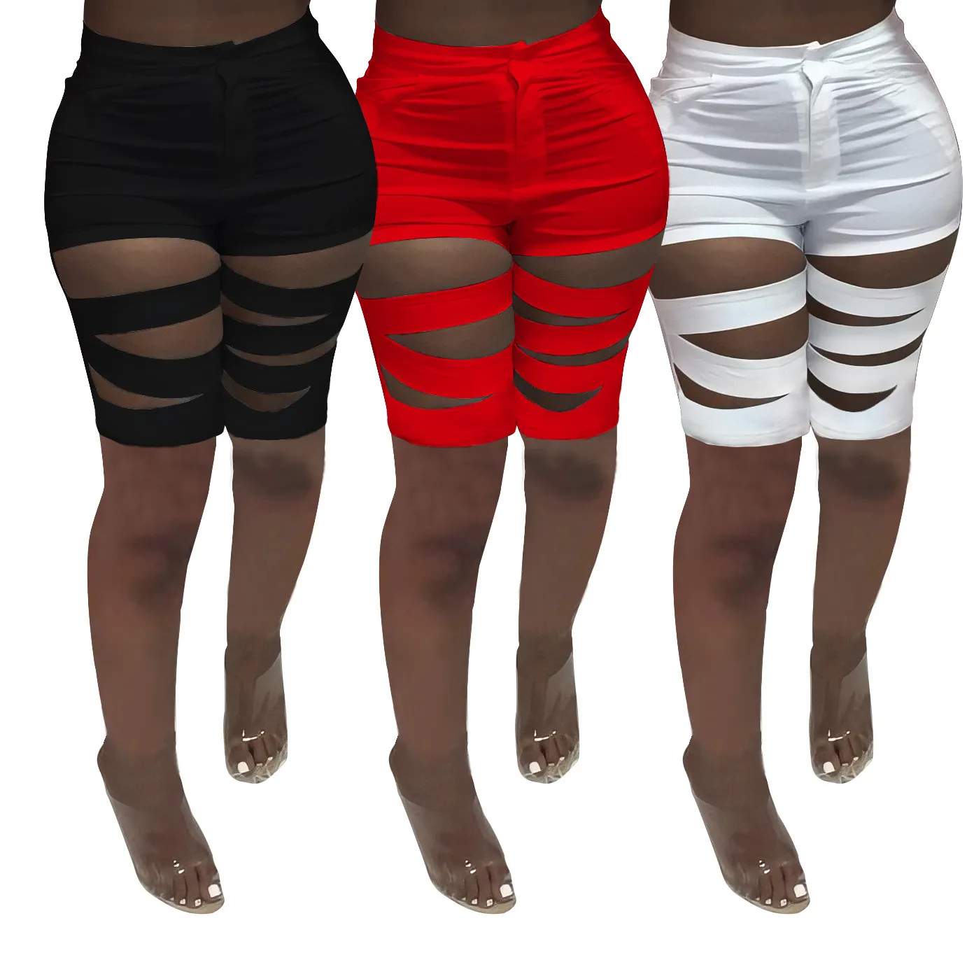 Ripped Letnie Kobiety Ubrania Mujer Elastyczne Zniszczone Dziury Legginsy Krótkie Spodnie Modne Szorty Chic Skinny K-Pop Style 210525