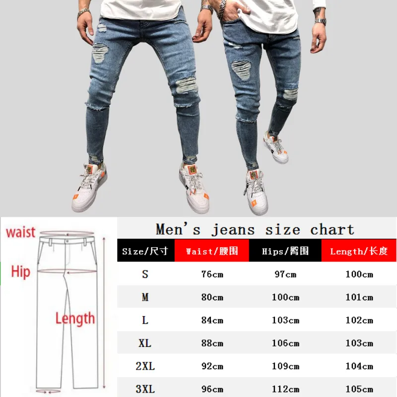 Jeans strappati da uomo Pantaloni denim autunnali estivi leggings da uomo Pantaloni da moto slim fit Taglia grande S-3XL