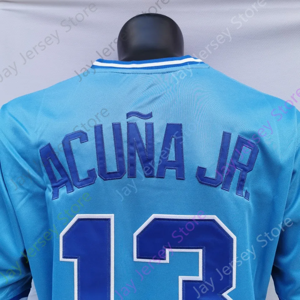 Baseball-Trikots Ronald Acuna Jr Jersey 2021 ASG 150. Patch Baby Blue Pullover Creme Grau Spieler Weiß Damen Größe S-3XL