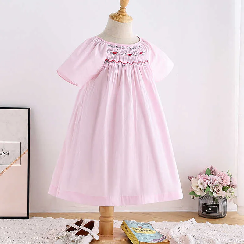 Baby Girl Smocked Dress Infant Smock Frocks Children Spanish Boutique Clothes Toddler Handmade Smocking Long Dresses 210615