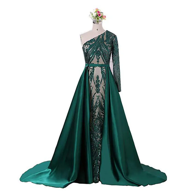 アラビア語のエメラルドグリーンマーメイドイブニングドレス