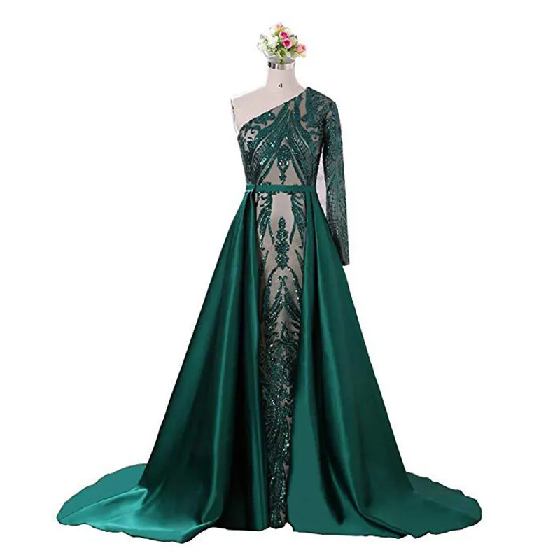 Arabische Stijl Smaragdgroen Zeemeermin Avondjurken Sexy Sheer Lace Hand Pailletten Elegant Said Mhamad Lange Prom Jassen Party Wear2319