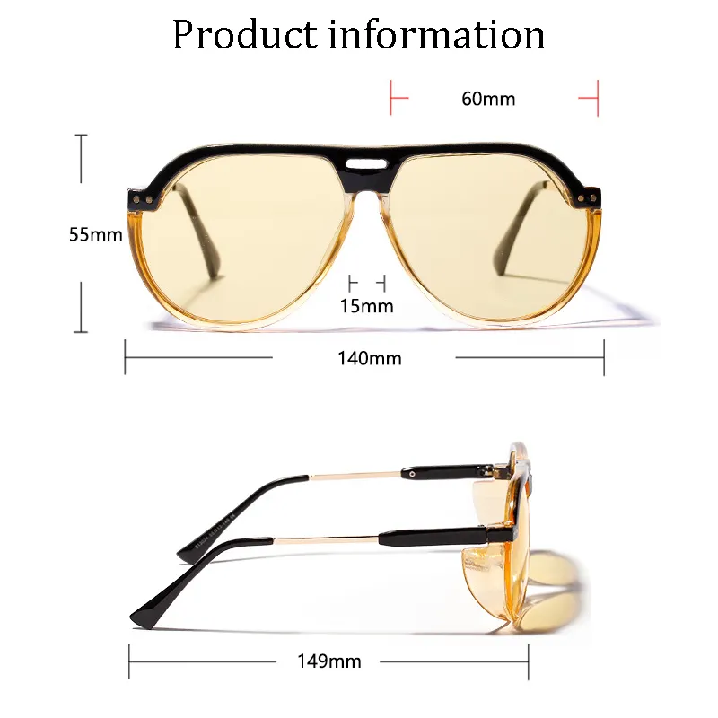 AOZE2021 nouvelle couleur transparente grenouille miroir femme rétro mode visage grand cadre mâle anti-UV unisexe lunettes de soleil