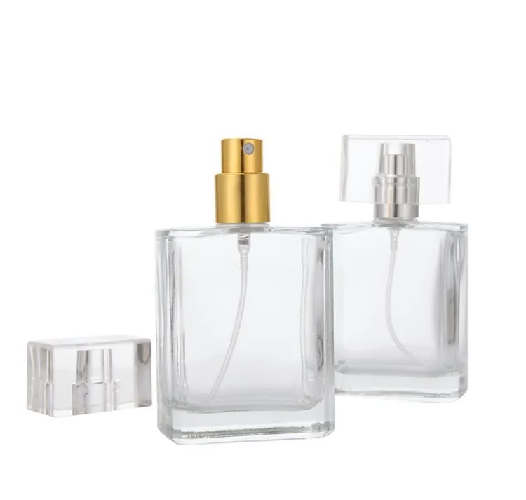 30 ml 50 ml lege duidelijke glazen parfumflessen vierkante spuitfles hervulbare verstuiver reizen grootte groothandel SN1227