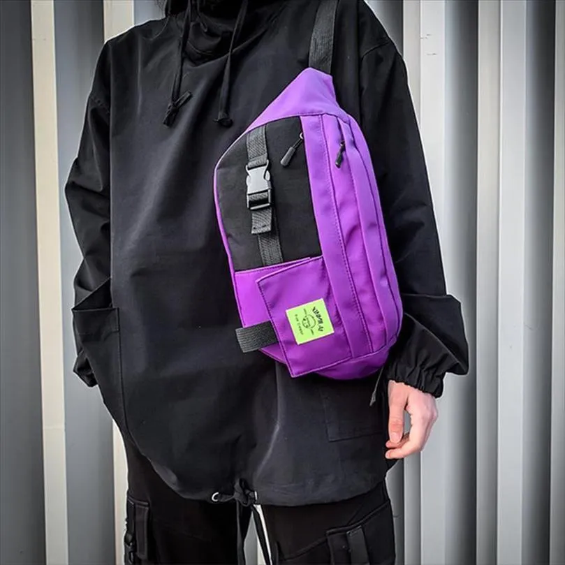 Unisex midjepåse stor kapacitet streetwear jävla pack bröstsäckar trend hip hop banan crossbody funktional3449