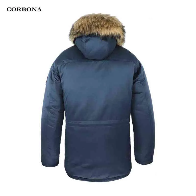 Corbona N3B Type Winter Parka Herenjas Lange Oversize Echte Bont Kap Militaire Leger Mannelijke Jassen Gevoerde Fleece Merkdoeken 211214