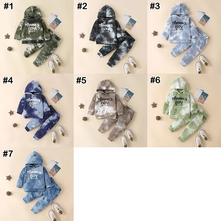 Herfst Winter Kids Tie Dye Kleding Sets Jongens Letter Print Outfit Peuter Lange Mouw Hoodie Pak