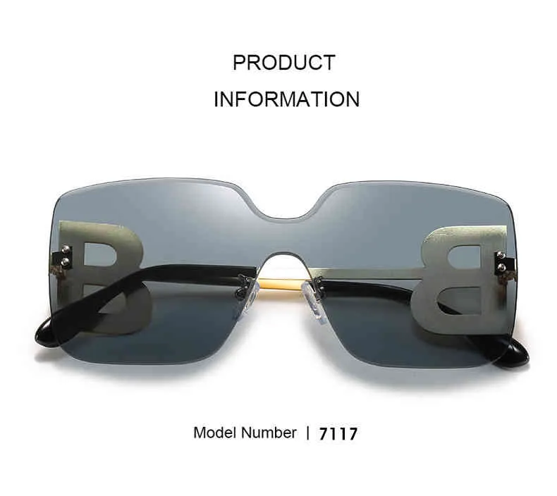2020 Oversized Gradiënt Zonnebril Dames Luxe Merk Mode Vechtless Square Metal Vrouwelijke Mannen Zonnebril A01