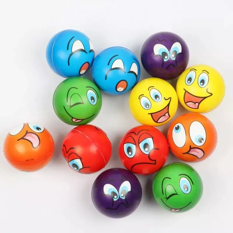 1000st 6 3 cm stressbollar Grimace Smiley Laugh Face Soft Foam Pu Squeeze Squishy Balls Toys For Children Children Exprence311m