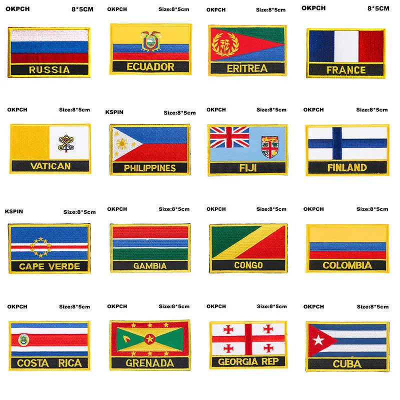 National Drapeau Broderie Badgepoland Bolivie Belize Botswana Bhutan Burkina Faso Burundi Corée du Nord Guinée équatoriale