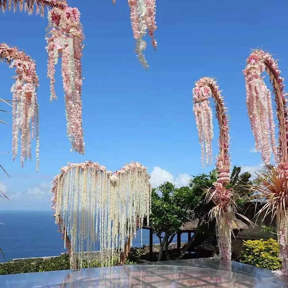 Vente en gros 20 pièces/ensemble fleur de glycine artificielle suspendue rotin mariée fleurs guirlande pour la maison jardin hôtel décoration
