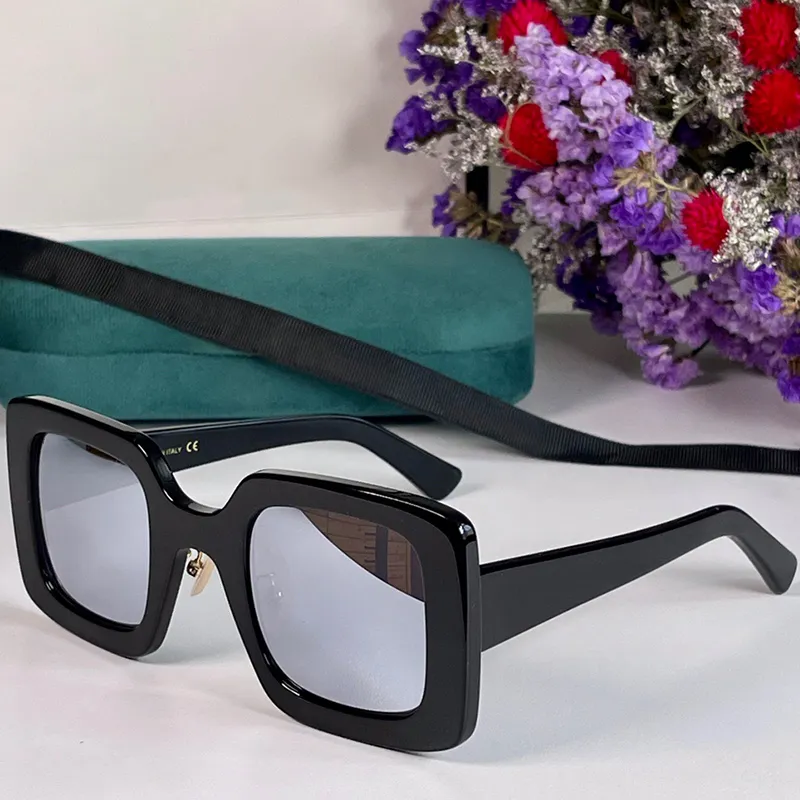 Designer högkvalitativa solglasögon 0780S män kvinnor mode shopping klassisk fyrkantig svart ram gul lins uv skydd kör tra1974